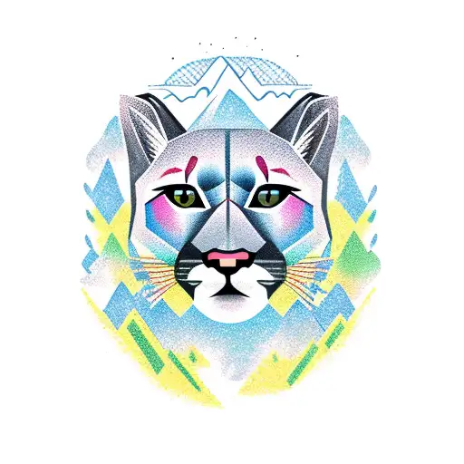 mountain lion by a lake tattoo design idea