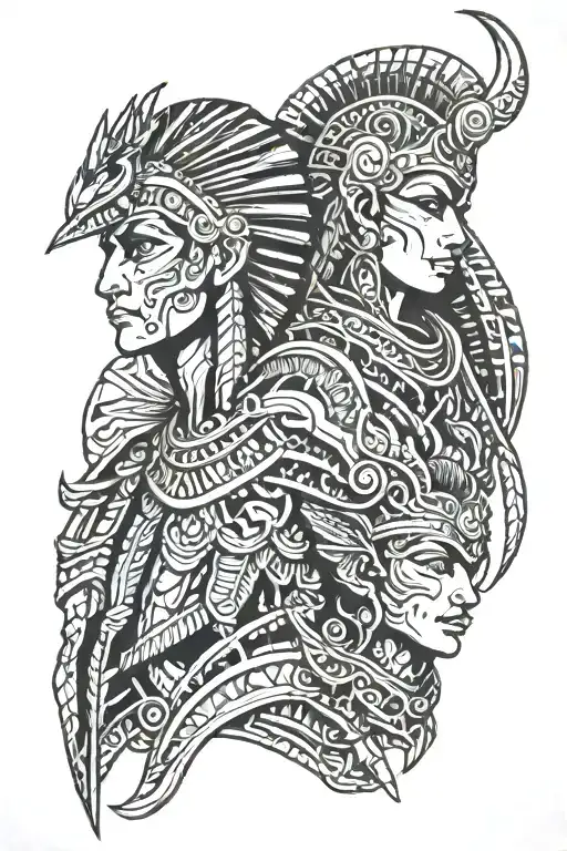 Blackwork "The Gods Of Egypt" Tattoo Idea BlackInk AI