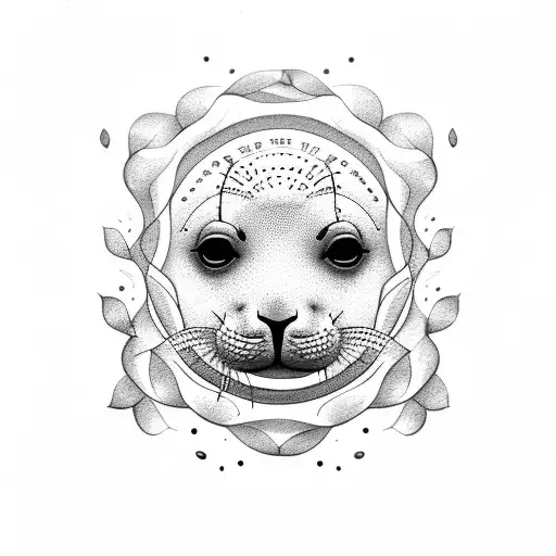 seal swimming with a female figure tattoo design idea