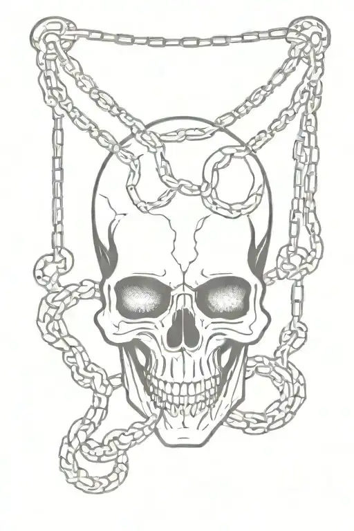 knee skull with snakes with chains that tattoo design idea