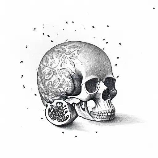 pomegranate skull tattoo design idea