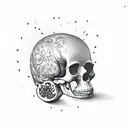 pomegranate skull tattoo design idea