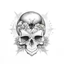 pomegranate skull tattoo design idea