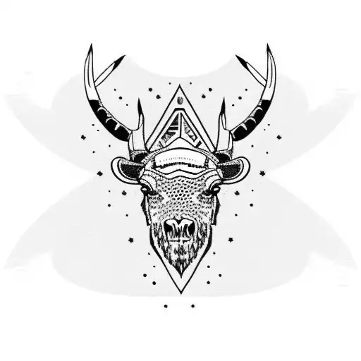 native american bison skull tattoo design idea