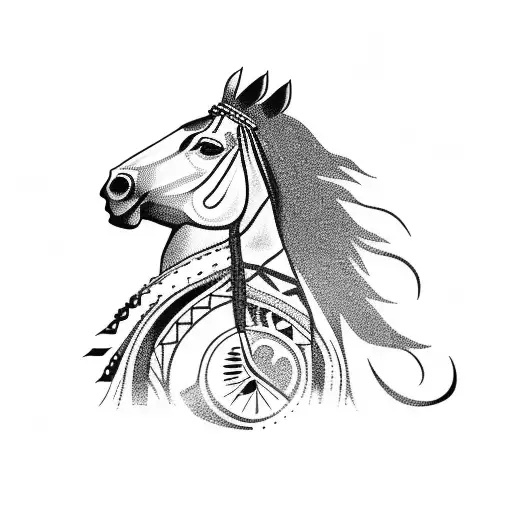 native american riding a horse tattoo design idea