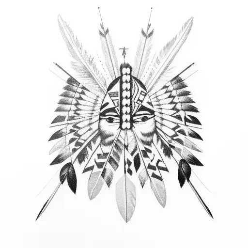native american tipi feathers birds tattoo design idea