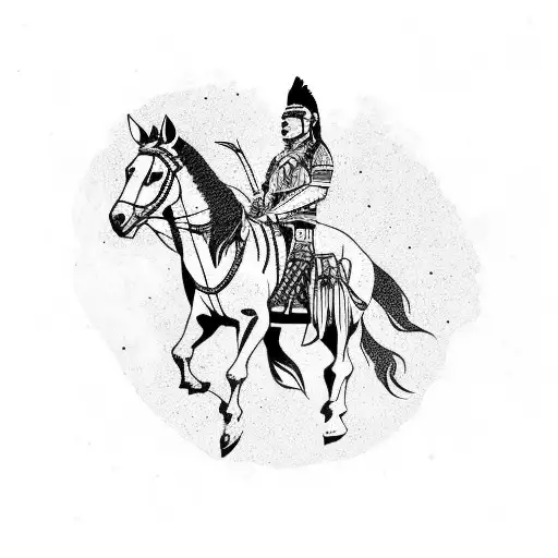 native american riding a horse tattoo design idea