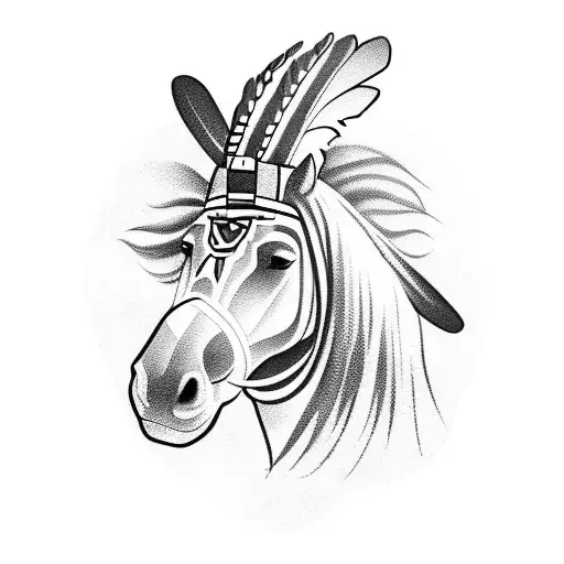 native american riding a horse tattoo design idea