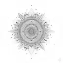 A bohemian mandala incorporating elements of nature and feathers tattoo design idea