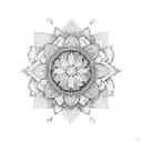 A bohemian mandala incorporating elements of nature and feathers tattoo design idea