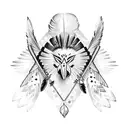 native american tipi feathers birds tattoo design idea