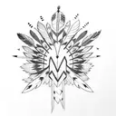 native american tipi feathers birds tattoo design idea