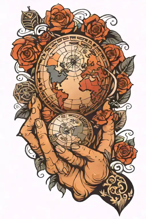 world in palm of hands holding tattoo design idea