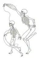 skeleton and woman dancing tattoo design idea