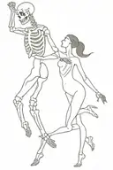 skeleton and woman dancing tattoo design idea