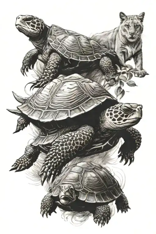 turtle and lion face tattoo design idea