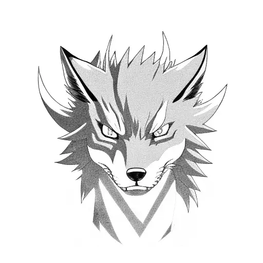 side face neck tattoo kyubii Kurama Naruto nine tails fox tattoo design idea