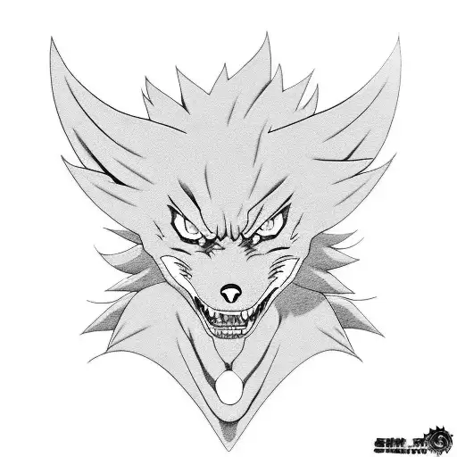 side picture neck tattoo kyubii Kurama Naruto nine tails fox tattoo design idea