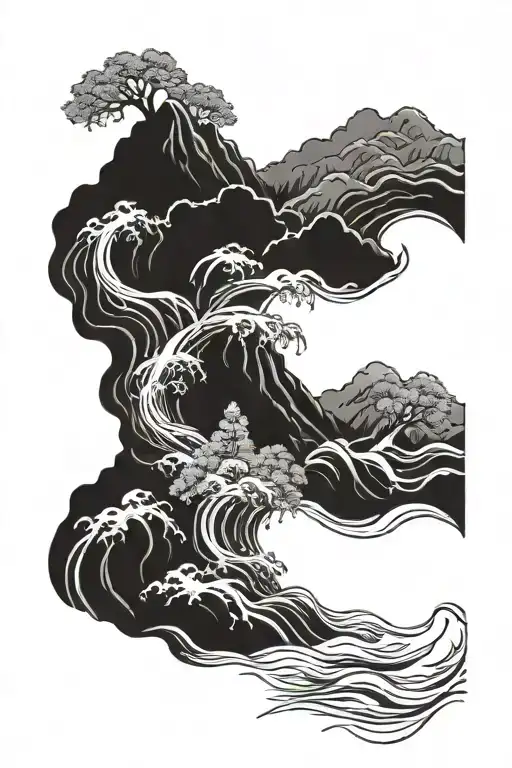 raging river tattoo design idea