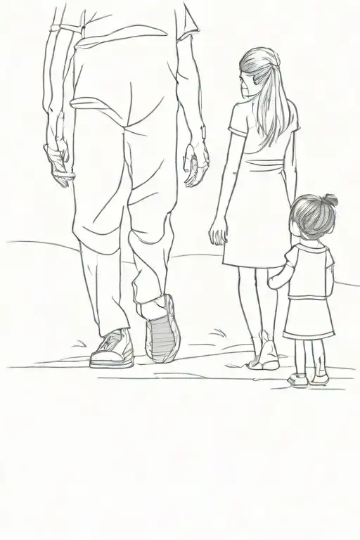 Little girl with grandpa in the shadow leaves you tattoo design idea