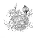 linear flowers vines long  tattoo design idea