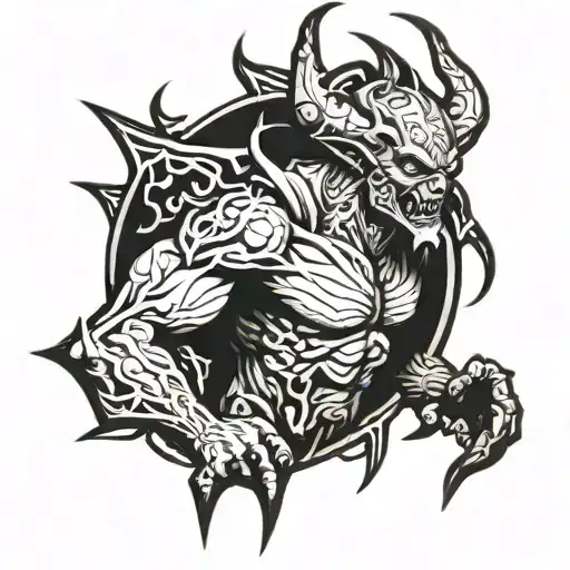 Satan bio mechanical tattoo design idea