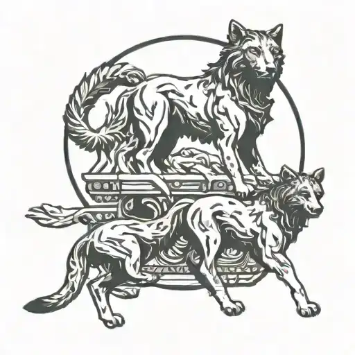 ancient Roman style Romulus and Remus tattoo design idea