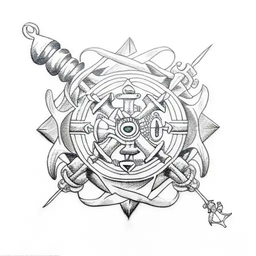 nautical tattoo in the style of one piece  tattoo design idea