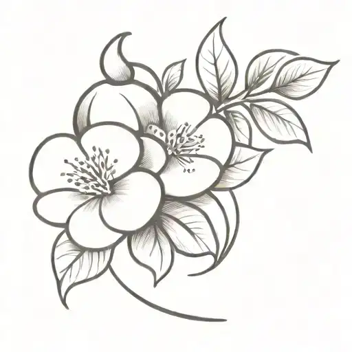 Peach with mayflower and firefly mixed holding tattoo design idea