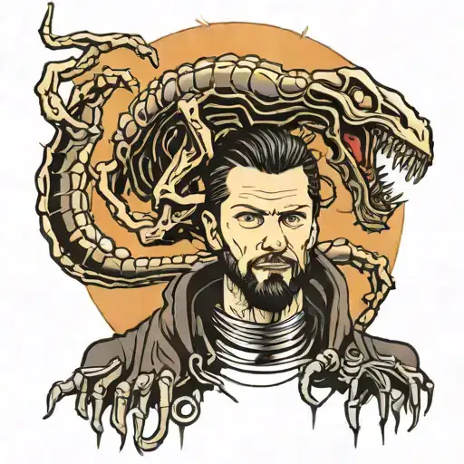 Ross with xenomorph Alien from Alien tattoo design idea