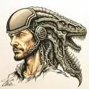 Ross with xenomorph Alien from Alien tattoo design idea