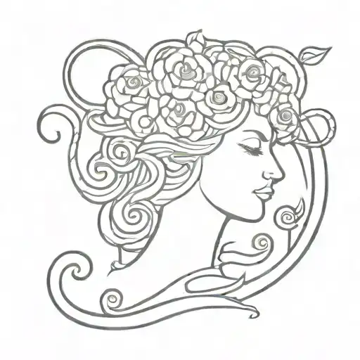 medusa with flowers tattoo design idea