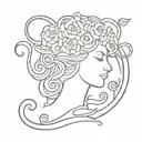 medusa with flowers tattoo design idea