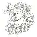 medusa with flowers tattoo design idea