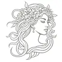 medusa with flowers tattoo design idea