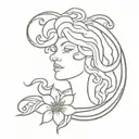 medusa with flowers tattoo design idea