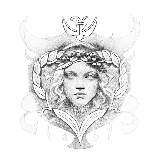 Laurel wreath with the letter V inscribed inside.  tattoo design idea