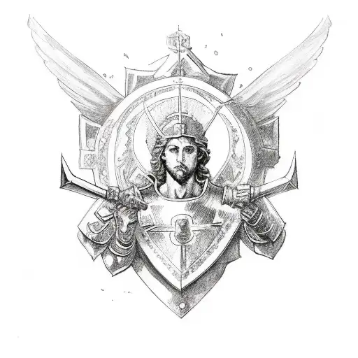 St. Michael with shield. tattoo design idea