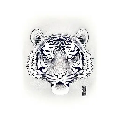 tiger with fire  tattoo design idea