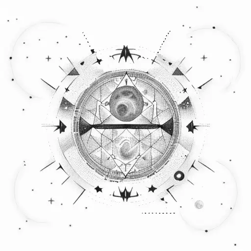 On one side there is a night sky with stars arranged in an encrypted binary code, representing a secret message in the s tattoo design idea