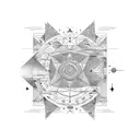 On one side there is a night sky with stars arranged in an encrypted binary code, representing a secret message in the s tattoo design idea