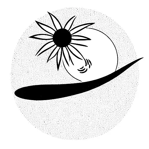 liliac flower with planet venus in the sky tattoo design idea