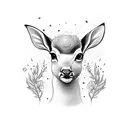 a fine single line tattoo of baby deer, followed by Capra, followed by baby lamb tattoo design idea