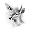 a fine single line tattoo of baby deer, followed by Capra, followed by baby lamb tattoo design idea