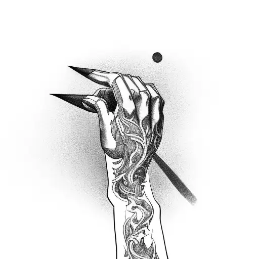  two arms, one bent and holding the wrist of the straight arm tattoo design idea