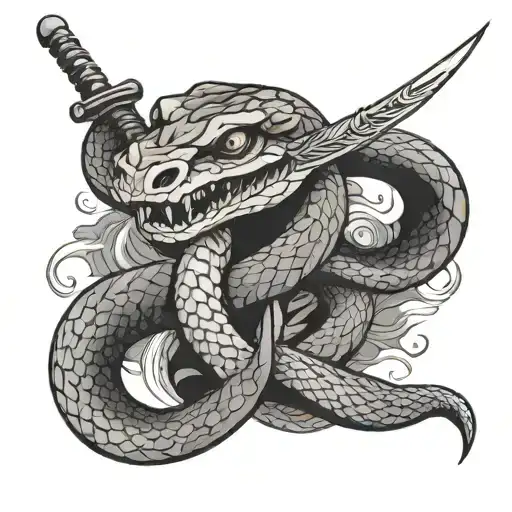 snake sword tattoo design idea