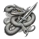 snake sword tattoo design idea