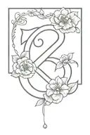 ampersand symbol surrounded by flowers  tattoo design idea