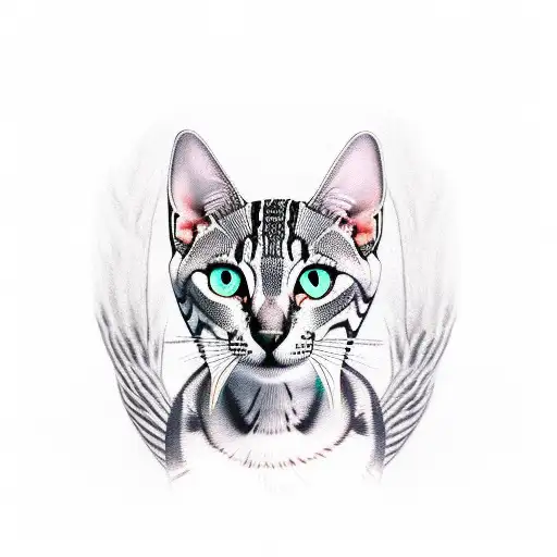 grey stripe egyptian mau cat tail wrap around arm tattoo design idea