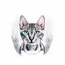 grey stripe egyptian mau cat tail wrap around arm tattoo design idea